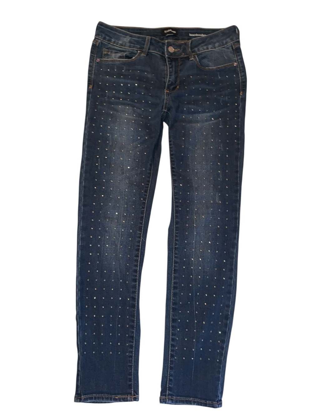 BEBE Rhinestone Heartbreaker Crop Jeans sz 28